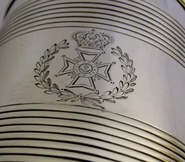 HISTORIC NAPOLEONIC WAR RIFLE BRIGADE STERLING SILVER PINT TANKARD 1829 GRAMONT