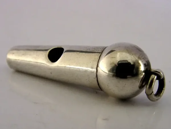 CHARLES HORNER SOLID STERTLING SILVER DOG / SPORTS WHISTLE c1900 ANTIQUE