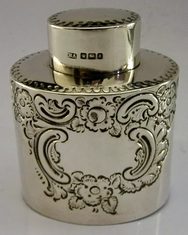 ELEGANT ENGLISH STERLING SILVER TEA CADDY BOX 1893 ANTIQUE VICTORIAN