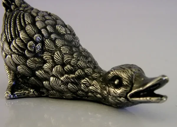 SUPEB STERLING SILVER GOOSE BIRD ANIMAL FIGURE c1980