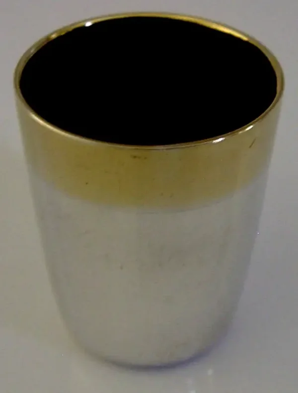 STYLISH GERMAN 800 SOLID SILVER WHISKY TOT SHOT CUP c1950 BARWARE 35g