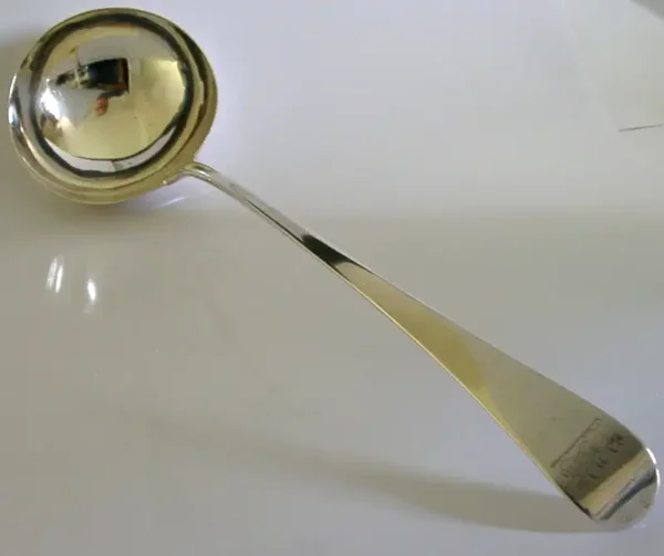 HUGE HESTER BATEMAN STERLING SILVER CANNON DAVY CRESTED LADLE c1780 ANTIQUE