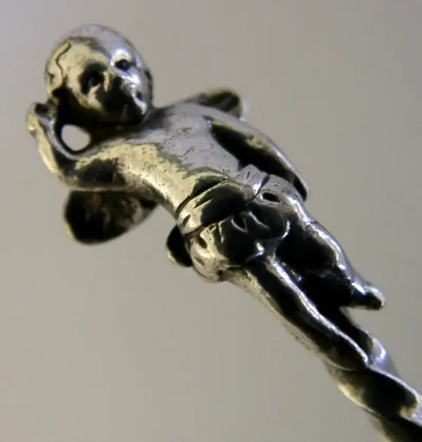 BEAUTIFUL ENGLISH VICTORIAN SILVER PLATED CHERUB SPOONS 1849 CHRISTENING GIFT