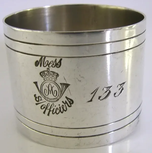 LARGE FRENCH MILITARY SILVER PLATED NAPKIN RING c1900 ANTIQUE 46g OFFICERS MESS