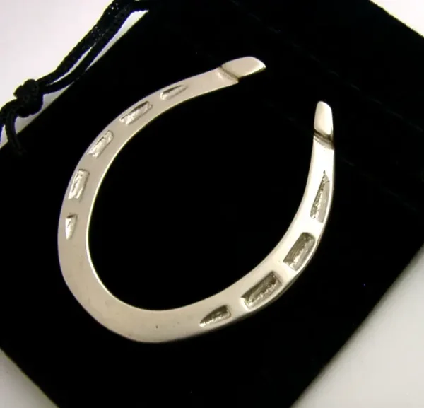 ENGLISH STERLING SILVER HORSE SHOE NAPKIN RING c1990 RIDING FOX HUNTING