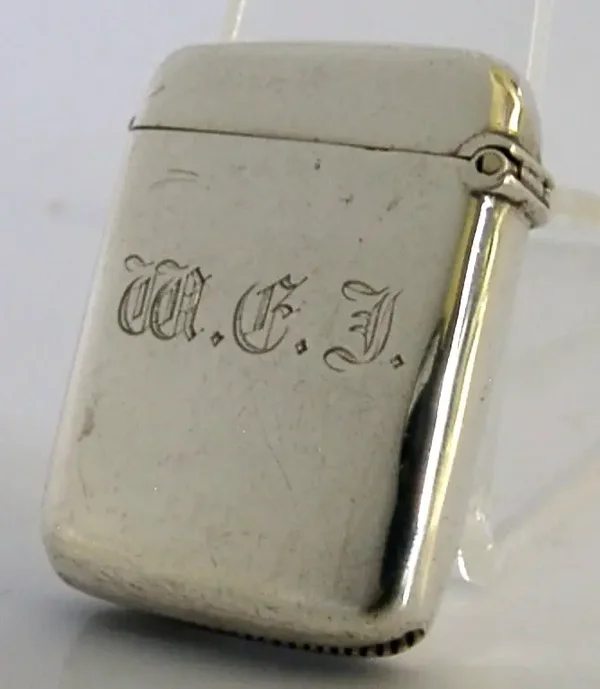 LEFT HANDED ENGLISH SOLID STERLING SILVER VESTA MATCH CASE 1894 ANTIQUE