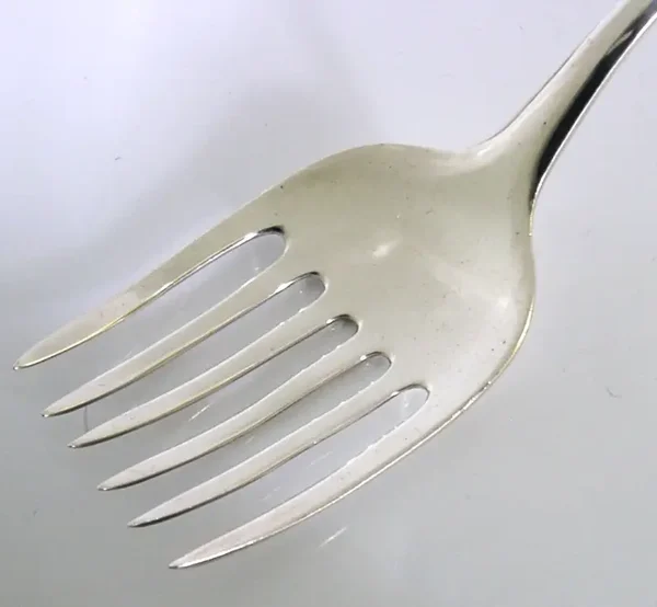 RARE HUGE 11+ inch ENGLISH GEORGIAN STERLING SILVER SERVING FORK 1776 ANTIQUE