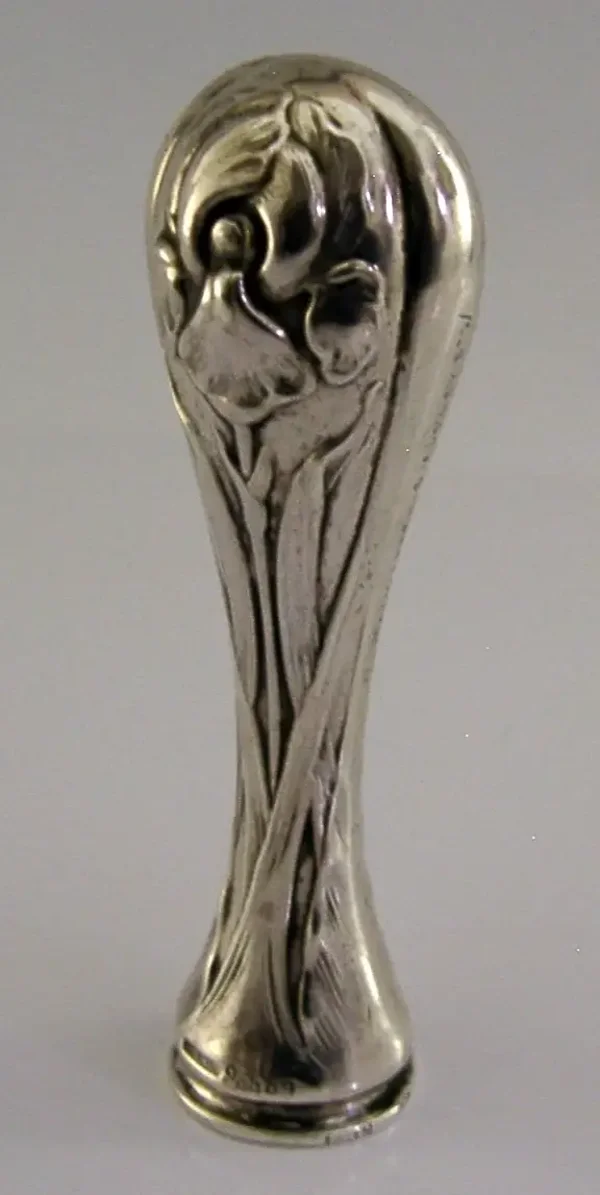 ANTIQUE STERLING SILVER IRIS DESK WAX SEAL c1900 ANTIQUE ART NOUVEAU