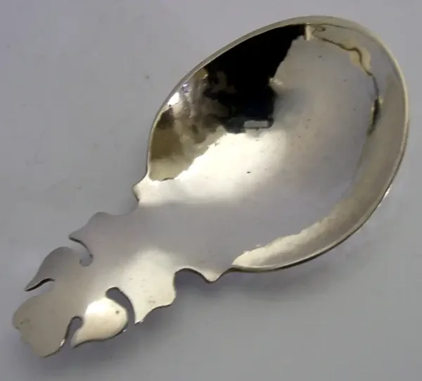 ENGLISH HAND PLANNISHED SOLID STERLING SILVER CADDY SPOON LONDON 1988 MODERNIST