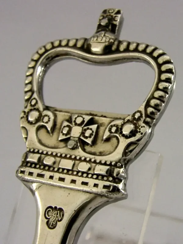 ROYAL CROWN ENGLISH STERLING SILVER BOTTLE OPENER 1971 BAREWARE BOXED