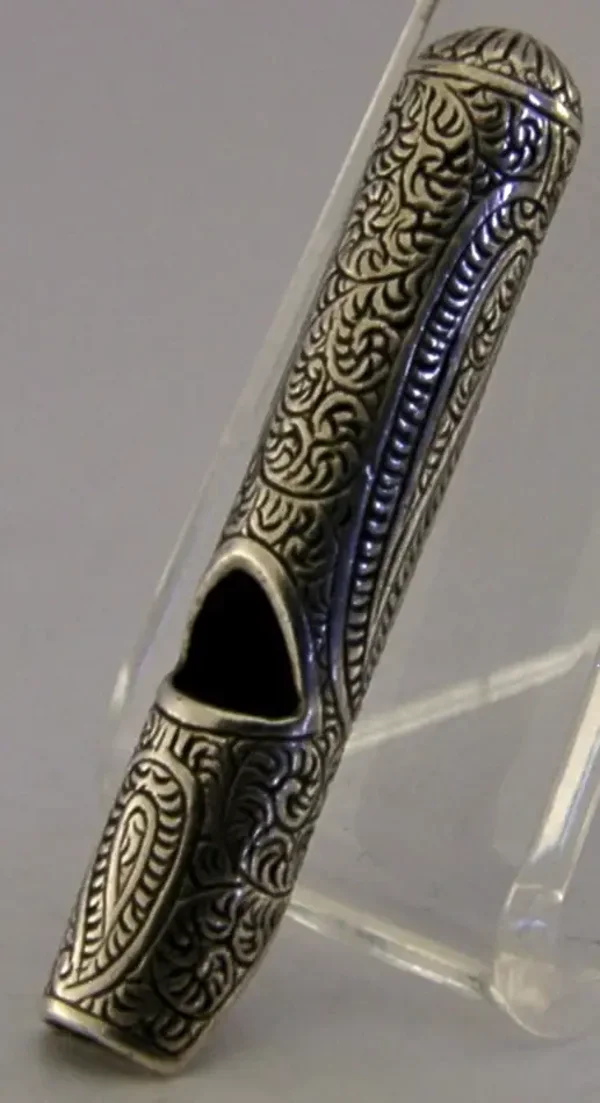 UNUSUAL VICTORIAN INDIAN SOLID SILVER DOG / SPORTS WHISTLE c1880 ANTIQUE KASHMIR