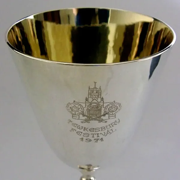 HEAVY 140g ARTS & CRAFTS TEWKESBURY STERLING SILVER WINE GOBLET 1971 BARWARE