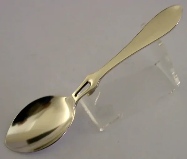 ENGLISH EDWARDIAN STERLING SILVER HOOKED BACK HONEY SPOON 1908 ANTIQUE