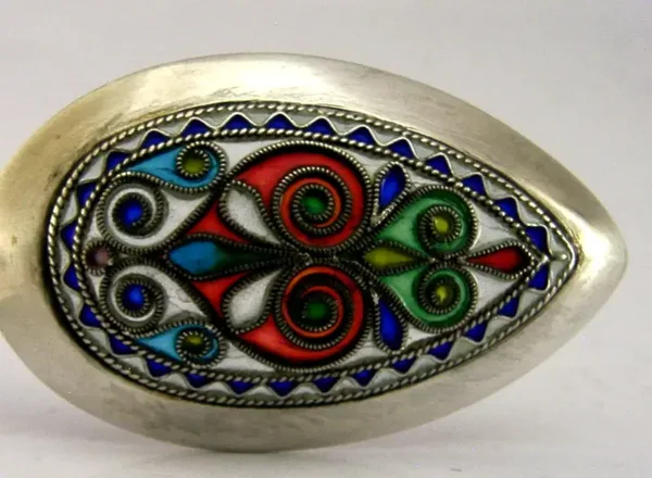 BEAUTIFUL NORWEGIAN STERLING SILVER GILT PLIQUE A JOUR CADDY SPOON c1910 ANTIQUE