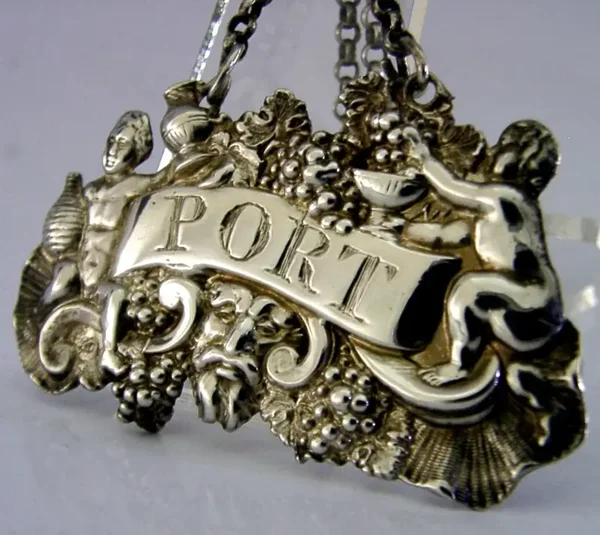 RARE ENGLISH GEORGIAN STERLING SILVER PORT WINE LABEL 1835 BARWARE