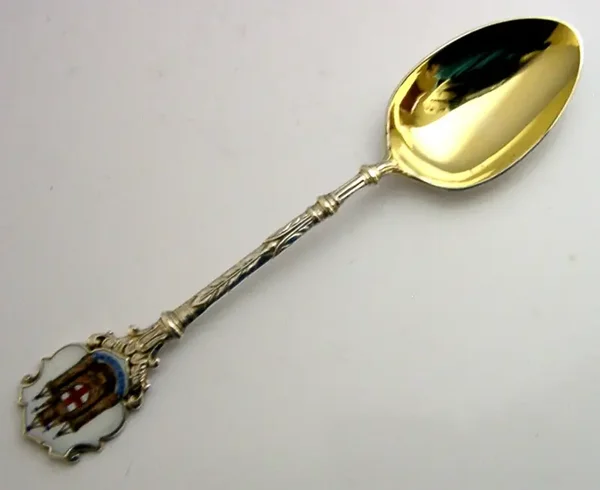 ANTIQUE STERLING SILVER ENAMEL LINCOLN SOUVENIR SPOON 1904