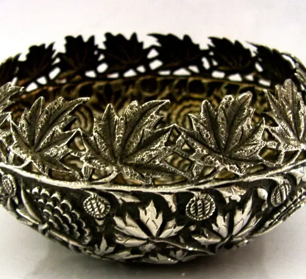 SUPERB HEAVY 140g ANGLO INDIAN SOLID SILVER BOWL c1900 ANTIQUE