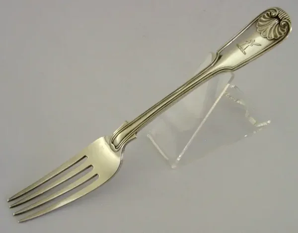 ANTIQUE STERLING SILVER BARCLAY and ALEXANDER FAMILY CRESTED FORK 1882 46g