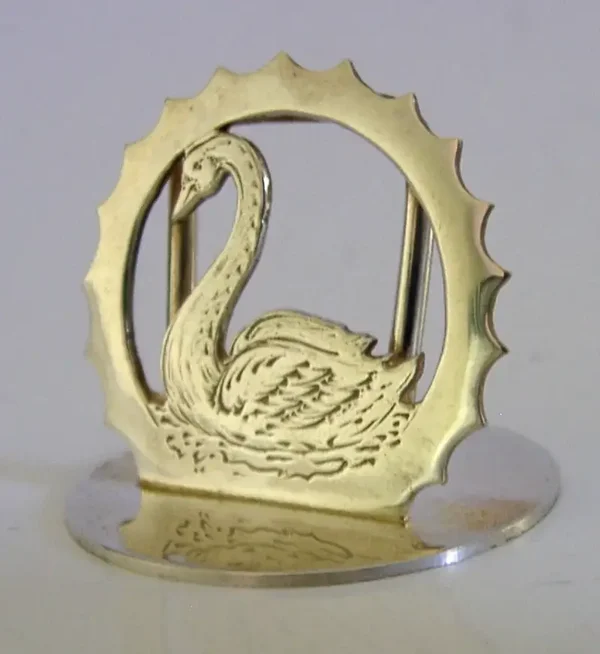 BEAUTIFUL ENGLISH STERLING SILVER SWAN BIRD MENU HOLDER 1997