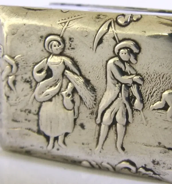 ANTIQUE PRETTY GERMAN HANAU SOLID SILVER HARVEST BOX c1910