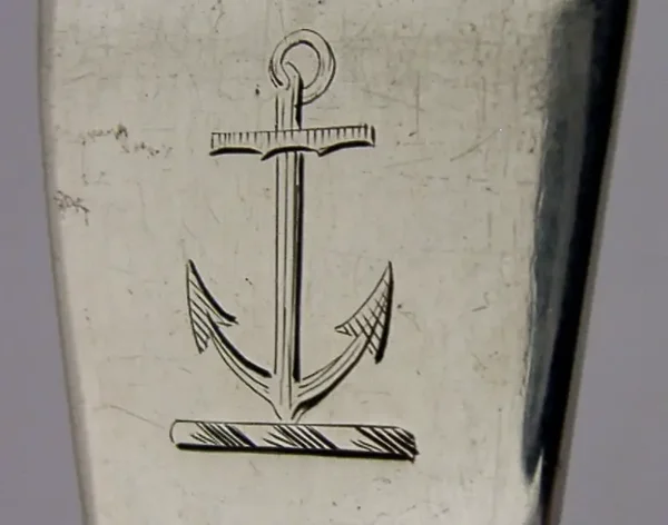 RARE 1753 ENGLISH STERLING SILVER GRAY FAMILY CRESTED BASTING SPOON ANTIQUE