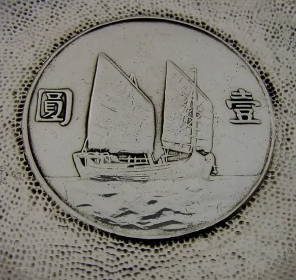 RARE CHINESE EXPORT STERLING SILVER COIN DISH 1934