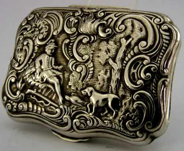 SUPERB SOLID SILVER PHEASANT SHOOTING BOX 1900 ANTIQUE FRENCH IMPORT 54g HUNTING