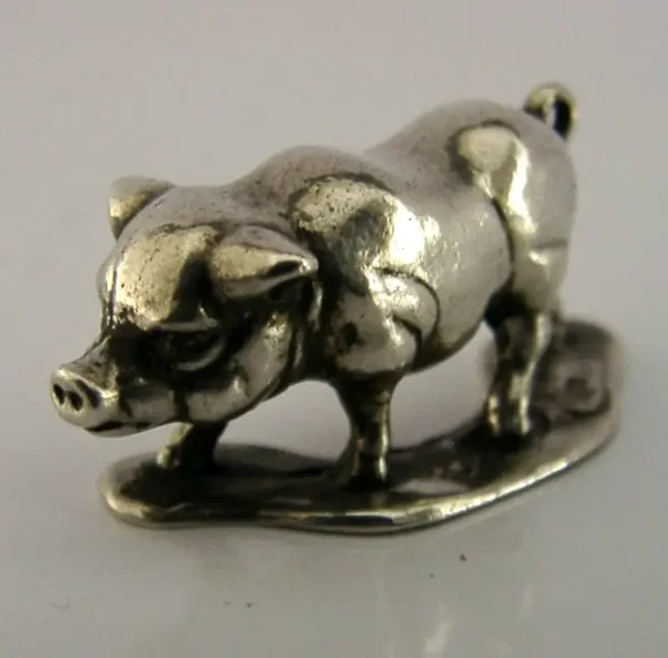 CONTINENTAL 800 SOLID SILVER PIG FIGURE c1920 FARM ANIMAL 20g