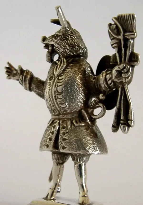 RARE 68g ENGLISH SOLID CAST STERLING SILVER TRUSTY SERVANT FIGURE 1898 ANTIQUE
