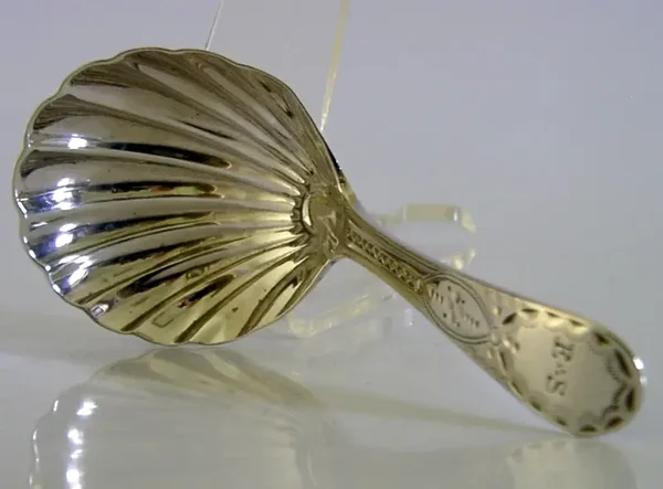 BRIGHT CUT GEORGIAN SOLID STERLING SILVER CADDY SPOON 1807 ENGLISH ANTIQUE