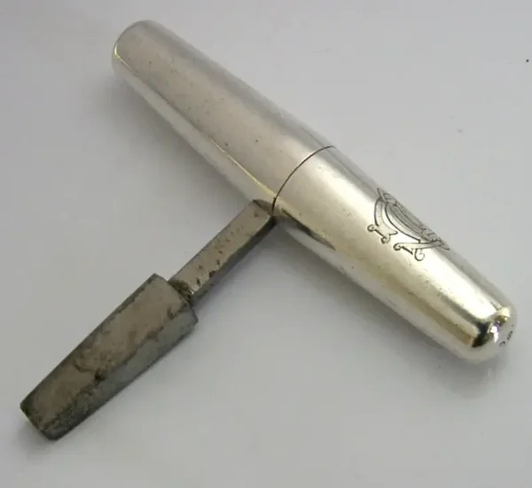 UNUSUAL STERLING SILVER RAILWAY FOLDING CARRIAGE KEY VICTORIAN ANTIQUE 1875