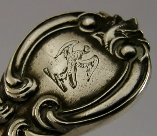 66g FALCONER FAMILY CREST ENGLISH STERLING SILVER SPOON 1837 ANTIQUE