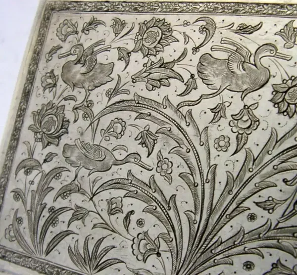 SUPERB EASTERN SOLID SILVER CIGARETTE CASE c1920-40 BIRDS DUCKS ANTIQUE