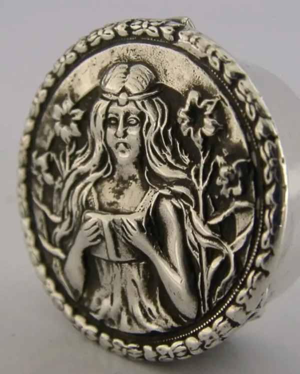 PRETTY ENGLISH SOLID STERLING SILVER BOX 1986 ART NOUVEAU STYLE
