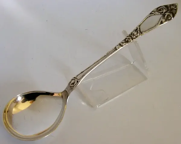 NORWEGIAN 830S SOLID SILVER SERVING SPOON c1940 NORWAY 46g