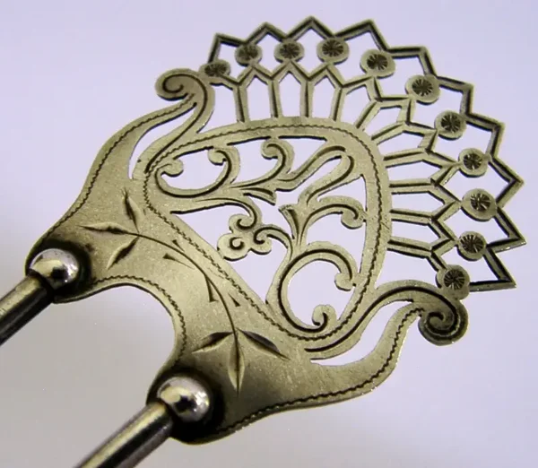 RARE AMERICAN STERLING SILVER HAIR SLIDE COMB c1900 H H CURTIS ANTIQUE WEDDING