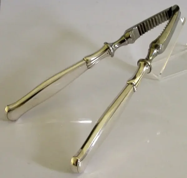 QUALITY RARE 800 SILVER HANDLED NUTCRACKERS c1950 GERMAN MID CENTURY