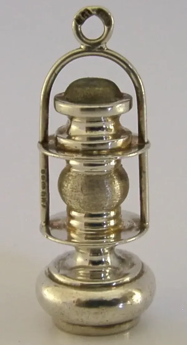 UNUSUAL STERLING SILVER MINIATURE MINERS LAMP STORM LANTERN WAX SEAL 1973