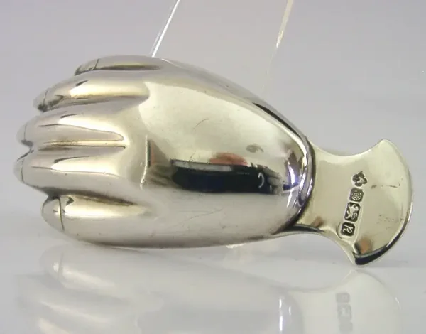 NOVELTY ASPREY ENGLISH STERLING SILVER HAND TEA CADDY SPOON 1991