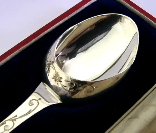 RARE EDWARDIAN STERLING SILVER MEDICINE SPOON MEDICAL 1909 DOCTORS ANTIQUE CASED