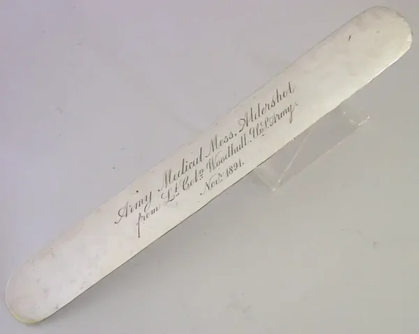 AMERICAN CIVIL WAR STERLING SILVER TONGUE DEPRESSOR MEDICAL ANTIQUE WOODHULL