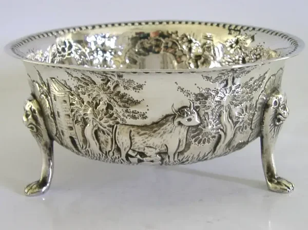 RARE 202g ENGLISH ANTIQUE SOLID STERING SILVER BOWL 1897 VICTORIAN ANTIQUE