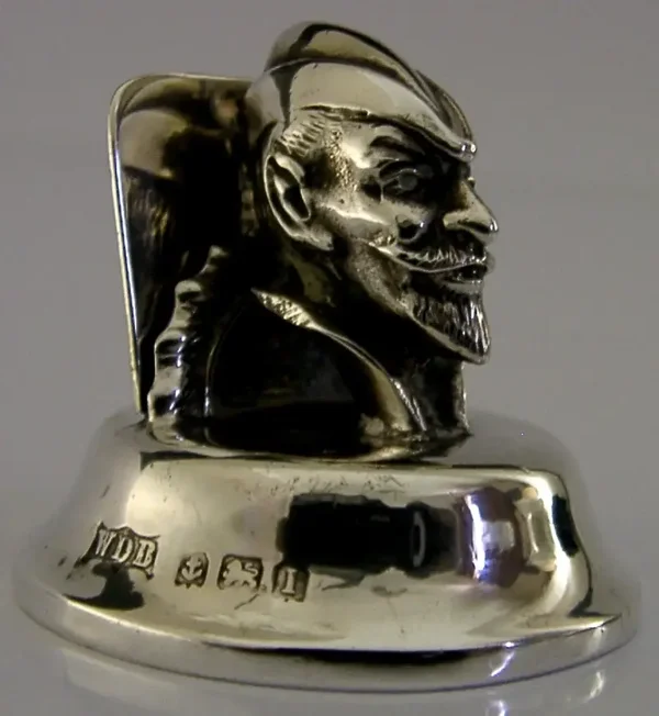 RARE ROBIN HOOD STERLING SILVER MENU HOLDER 1910 ENGLISH ANTIQUE