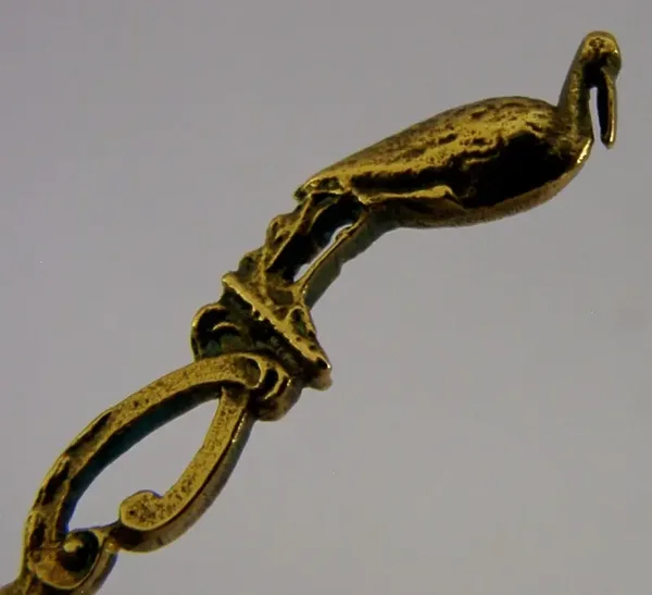 SCANDINAVIAN SOLID SILVER GILT STORK BIRD SPOON c1920 ANTIQUE