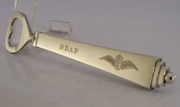 DANISH AIR FORCE STERLING SILVER PYRAMID PATTERN BOTTLE OPENER 1970 GEORG JENSEN