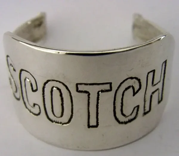 STERLING SILVER SCOTCH WHISKY WHISKEY LABEL COLLAR c1980 BARWARE