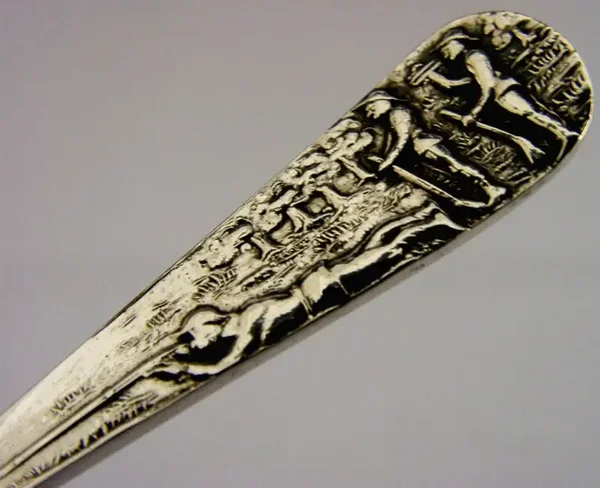WWI ERA SOLID STERLING SILVER SHOOTING SPOON 1917 ENGLISH ANTIQUE MILTARY