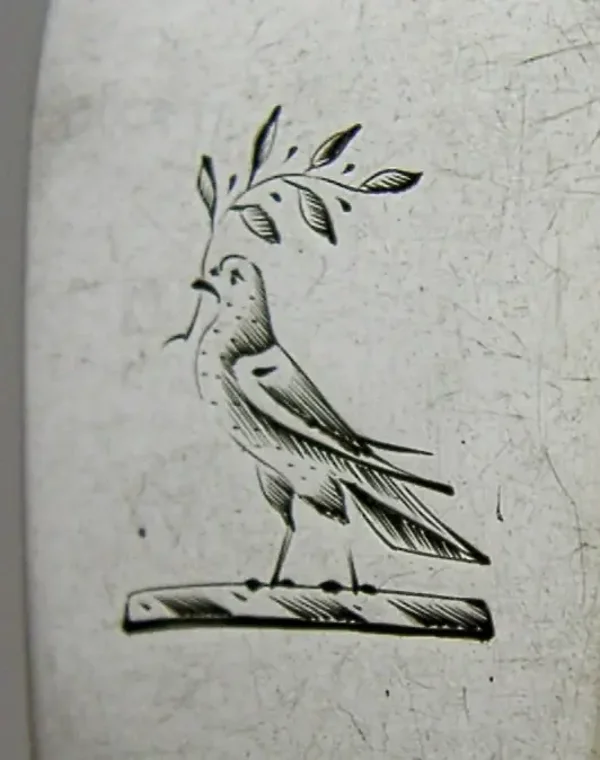 LARGE RARE IRISH GEORGIAN STERLING SILVER HODGSON FAMILY CRESTED FORK 1808 60g