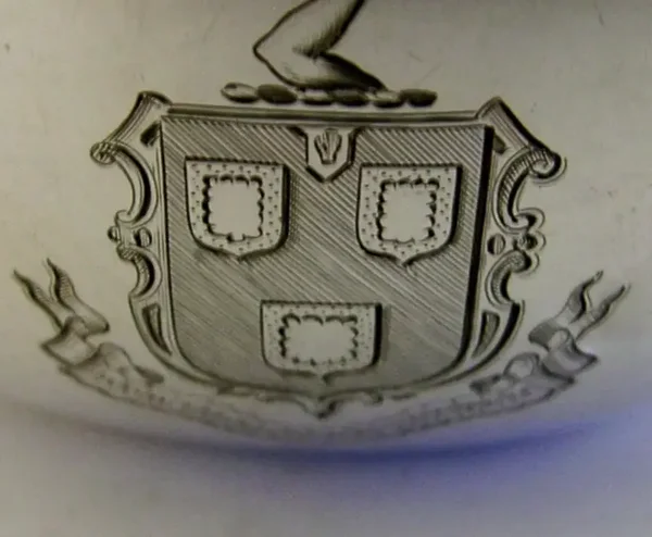 146g BURRELL COAT of ARMS SUSSEX BARRON STERLING SILVER PLANISHED BOWL 1901
