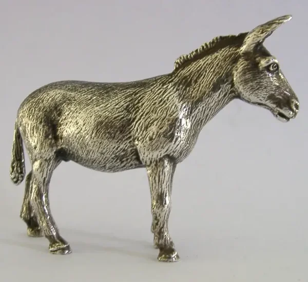 QUALITY ENGLISH SILVER PLATED DESK TABLE DONKEY FIGURE c1950s ANIMAL 264g